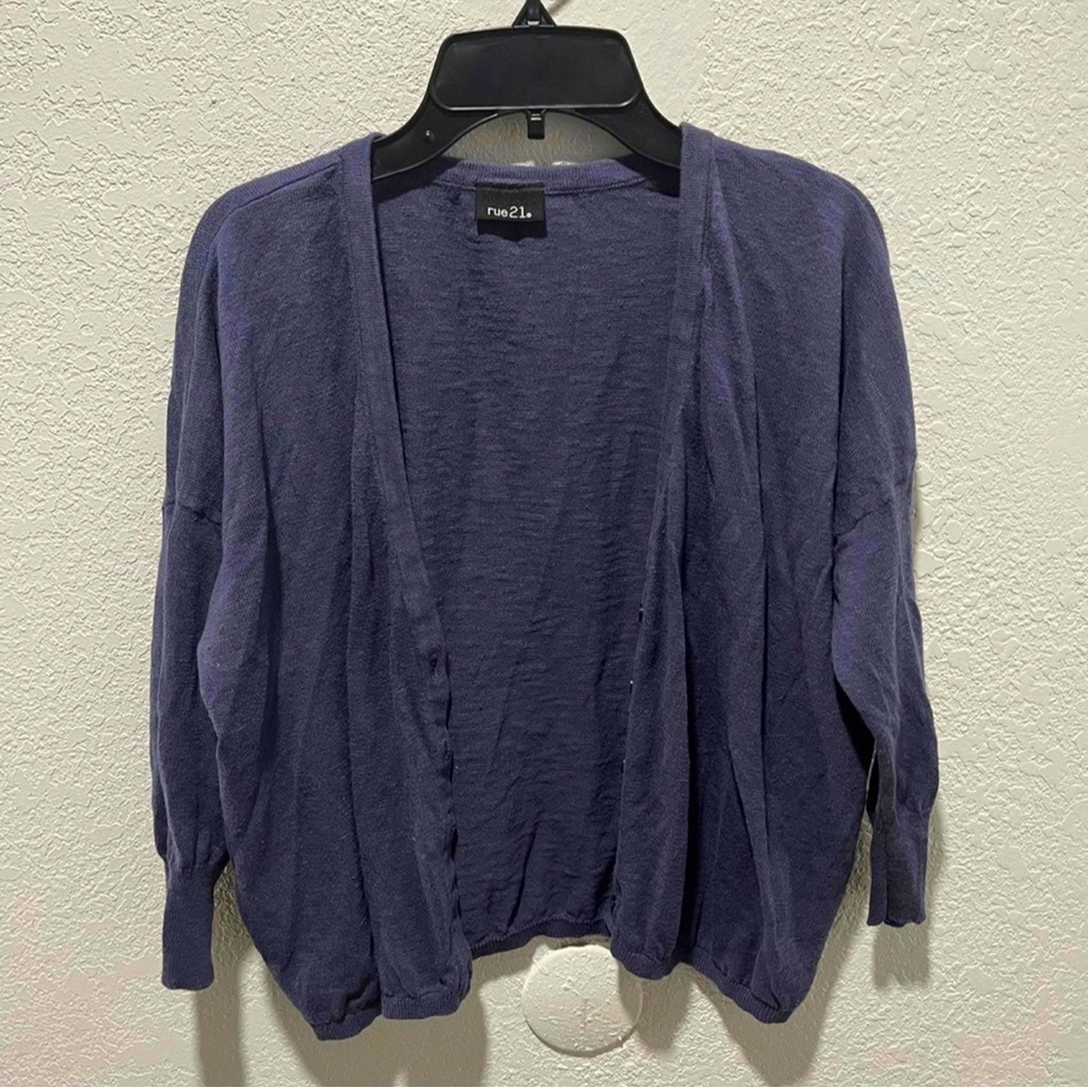 Rue21 Blueberry Lightweight Cropped Button Up Cardigan Sweater
